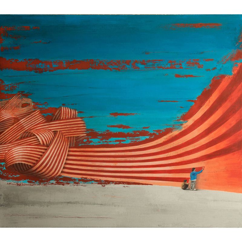 Orange-Blue Graffiti Wallpaper Mural Washable Art Deco Living Room Wall Covering