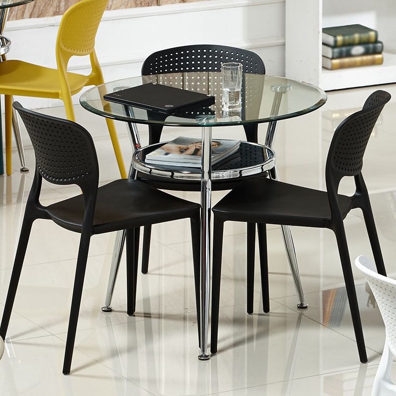 Metal Modern Round Indoor Table Glass Top Table for Kitchen and Dining Room