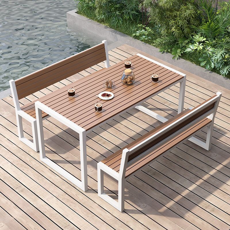 Modern Style 1/3 Pieces Metal Dining Set Reclaimed Wood Table Set