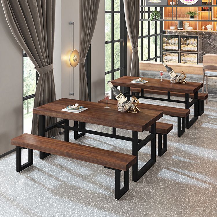 Industrial Rectangle Dining Table Wooden Table with Metal Base for Home Use
