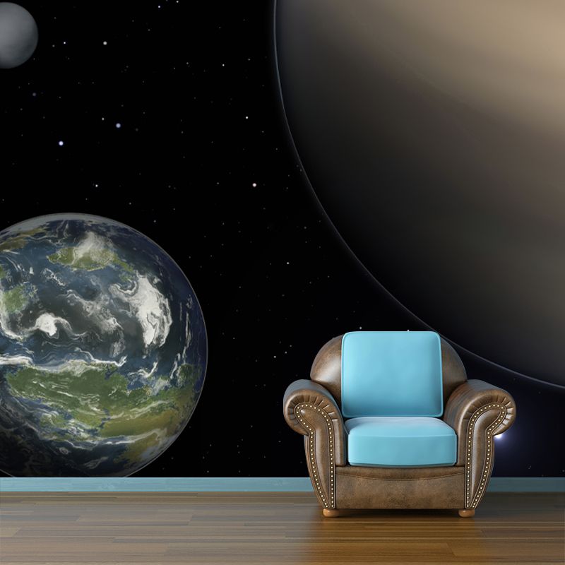 Universe Giant Planets Murals Stain-Resistant Contemporary Wall Decor for Bedroom