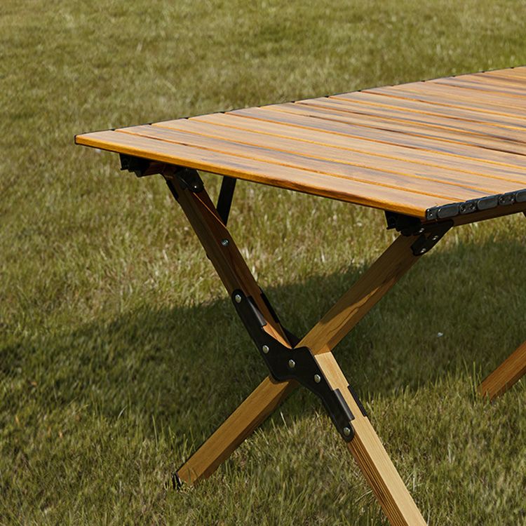 Rustic Patio Table Metal Foldable Rectangle Camping Table for Outdoor