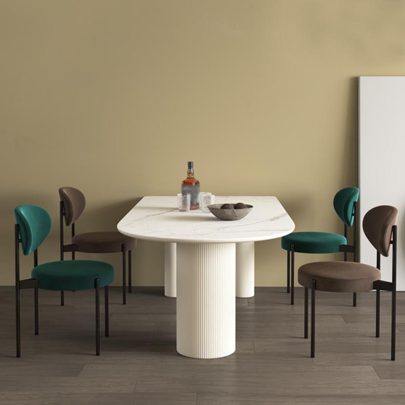 Stone Top Dining Table Traditional Luxury Dining Table with 3 Legs