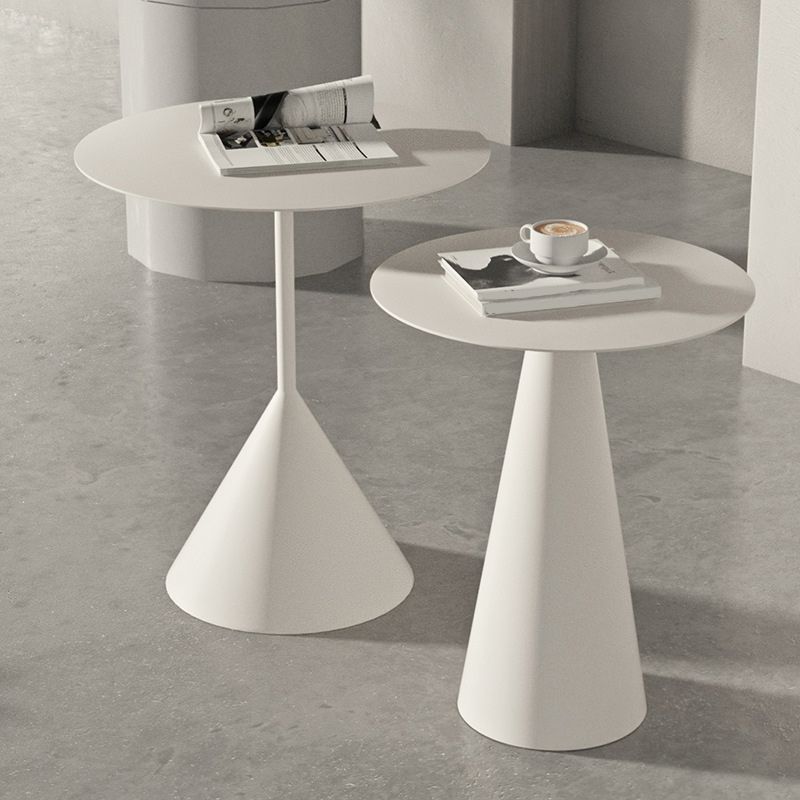 Pedestal Metal Coffee Table Round Black/White Cocktail Table