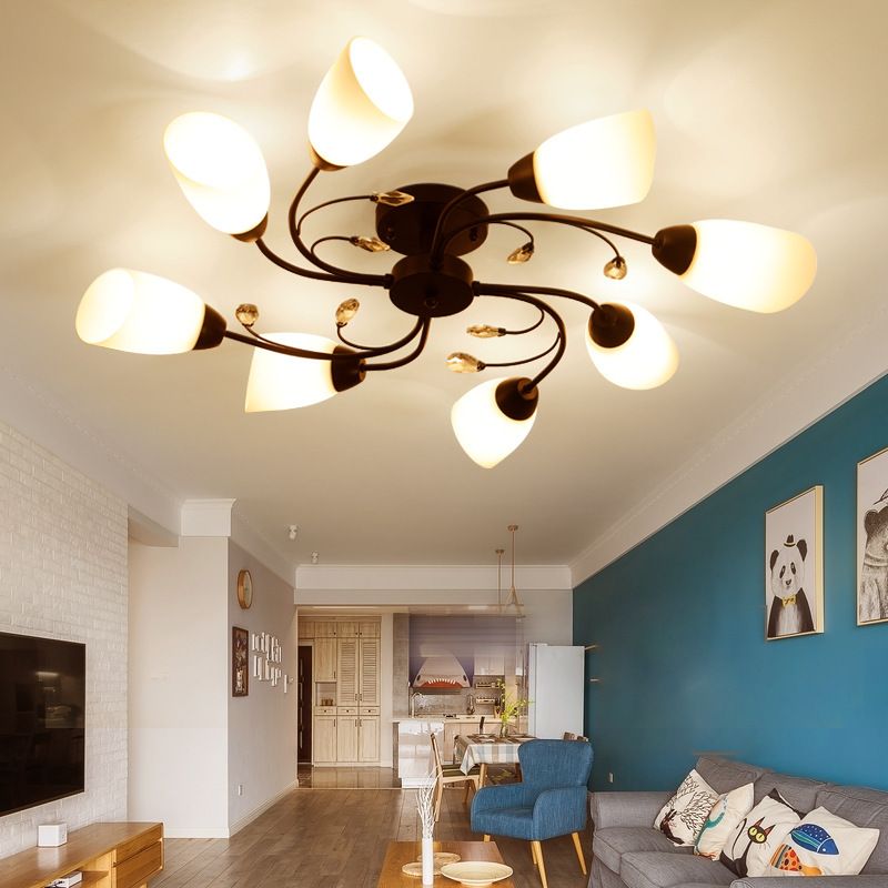 Multi Lights Ceiling Mount Light Minimalist Flush Mount Ceiling Light with Glass Shade