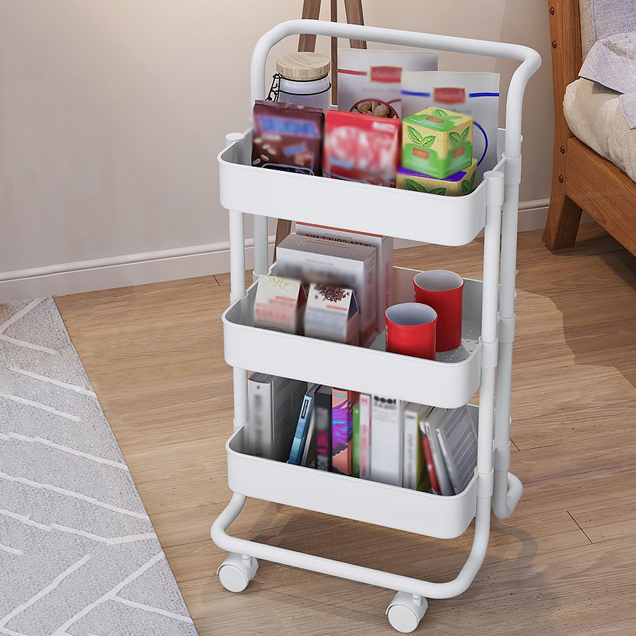 Metal Frame Open Etagere Bookshelf Modern Vertical Bookcase with Caster Wheels