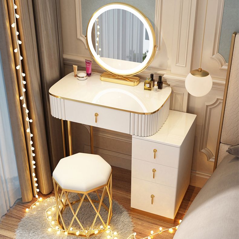 Solid Wood Makeup Vanity Desk Lighted Mirror Makeup Vanity Set