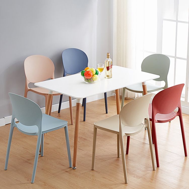 Modern Plastic Dining Room Chairs Open Back Dining Side Armless Chair for Restaurant