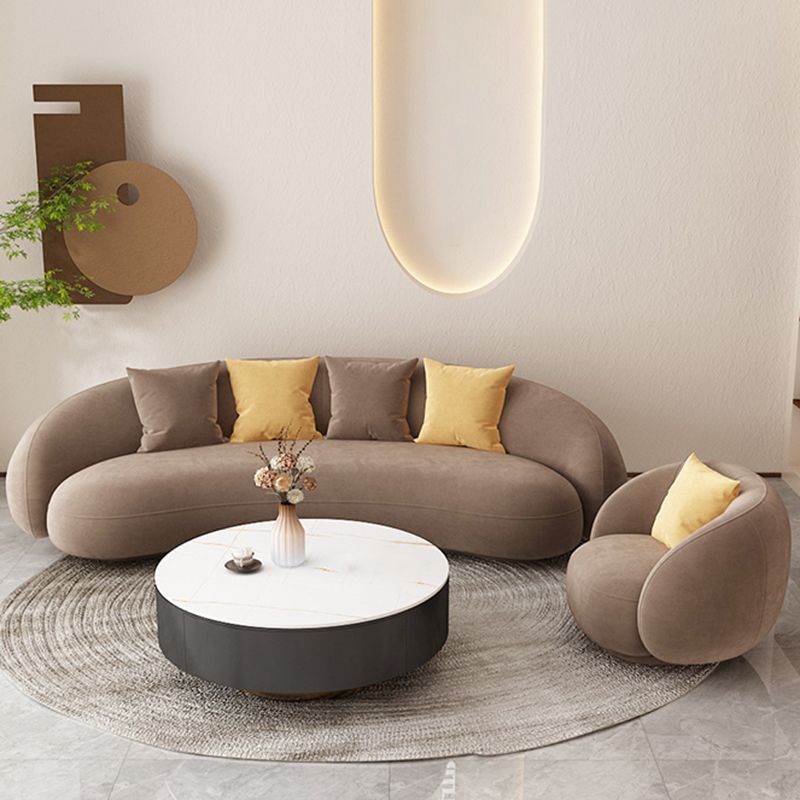 Contemporary Curved Sofa with Tight Back and Tuxedo Back for Living Room