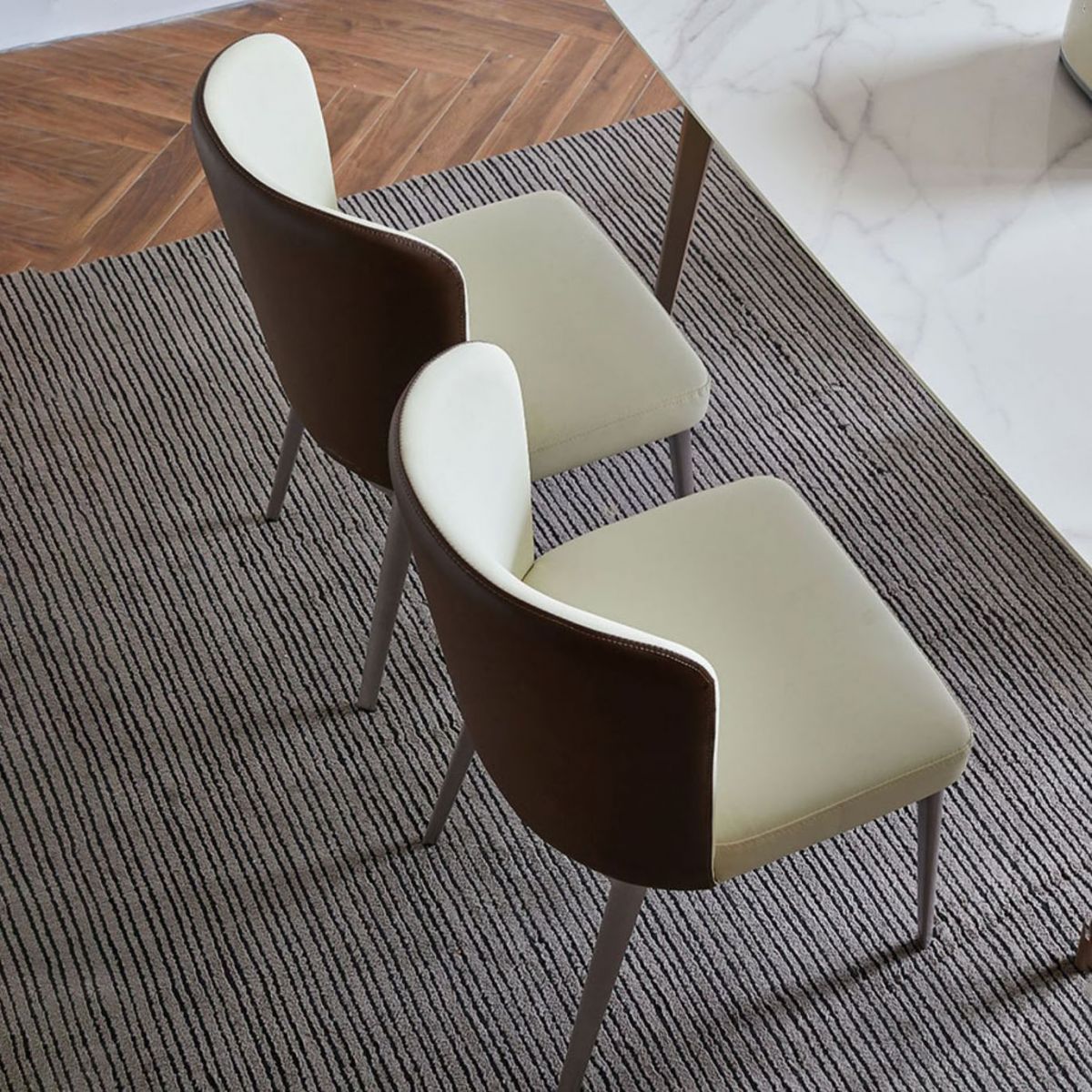 Nordic Dining Set 1/4/5 Pieces Sintered Stone Dining Table with Leather Chairs