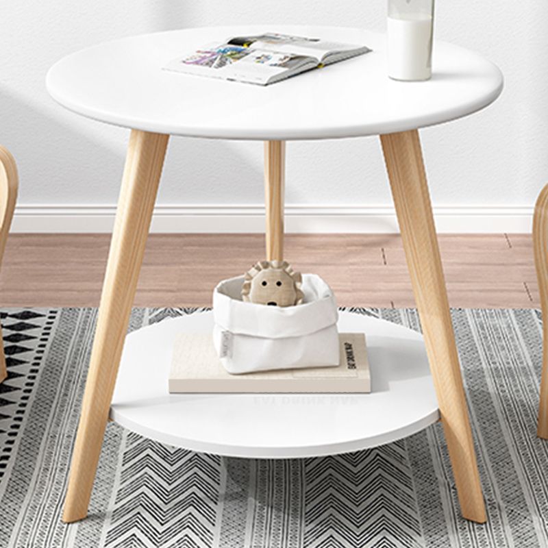 1 Cocktail Table Round Wood Modern 3 Legs Single Coffee Table