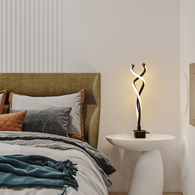 Spiral Acrylic Nightstand Light Art Deco Minimalist LED Table Lamp for Bedroom