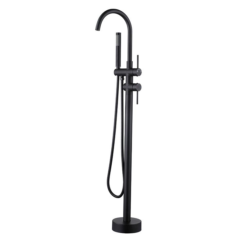 Modern Freestanding Tub Filler Floor Mounted Tub Faucet with Dual Handle