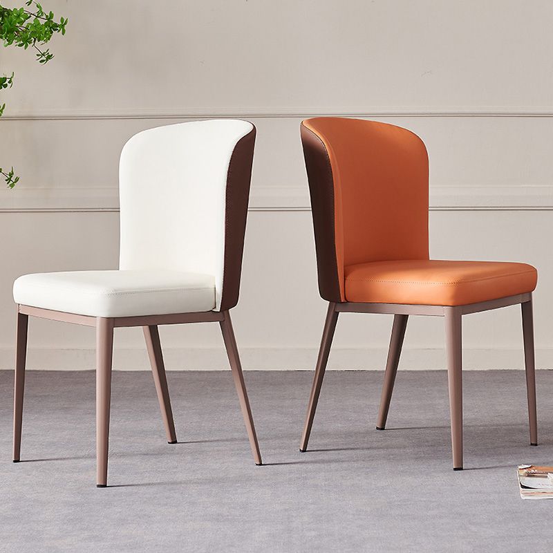 Dining Room Metal Legs Chair Faux Leather Parsons Dining Chair