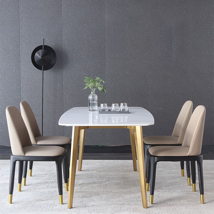1/4/5/7 Pcs Metal Glam Dining Room Set with Rectangle Table Dining Set