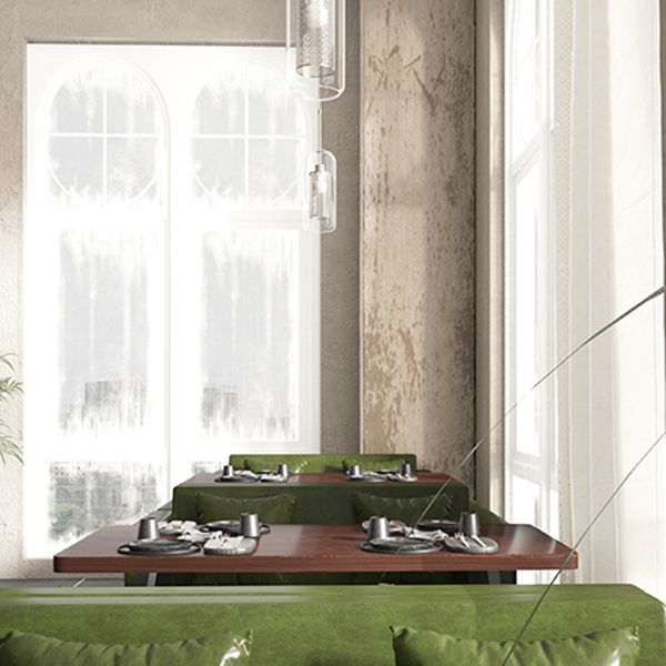 Industrial Wooden Dinner Room Kitchen Table Brown Table with Black Frame for Dining Room