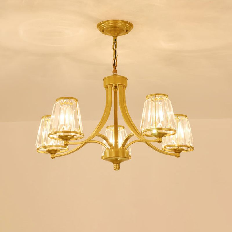 Crystal Prism Hanging Chandelier Conical Traditional Style Pendant Lighting Fixture