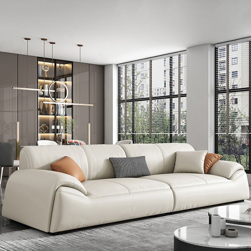 Glam Leather Sofa with Bolster Pillows Seating for Living Room