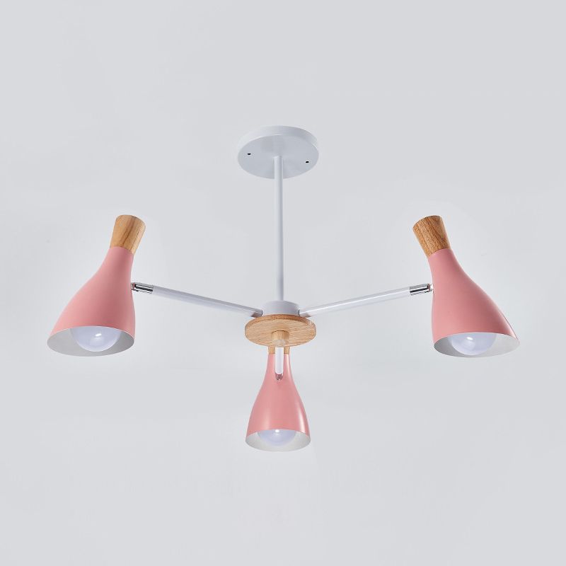 IJzeren bias-gesneden fles kroonluchter lamp macaron stijl houten hanger licht voor woonkamer