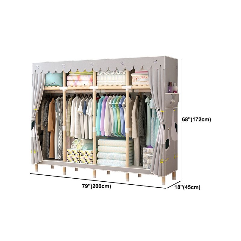Contemporary Style Wardrobe Solid Wood Wardrobe Closet with Legs
