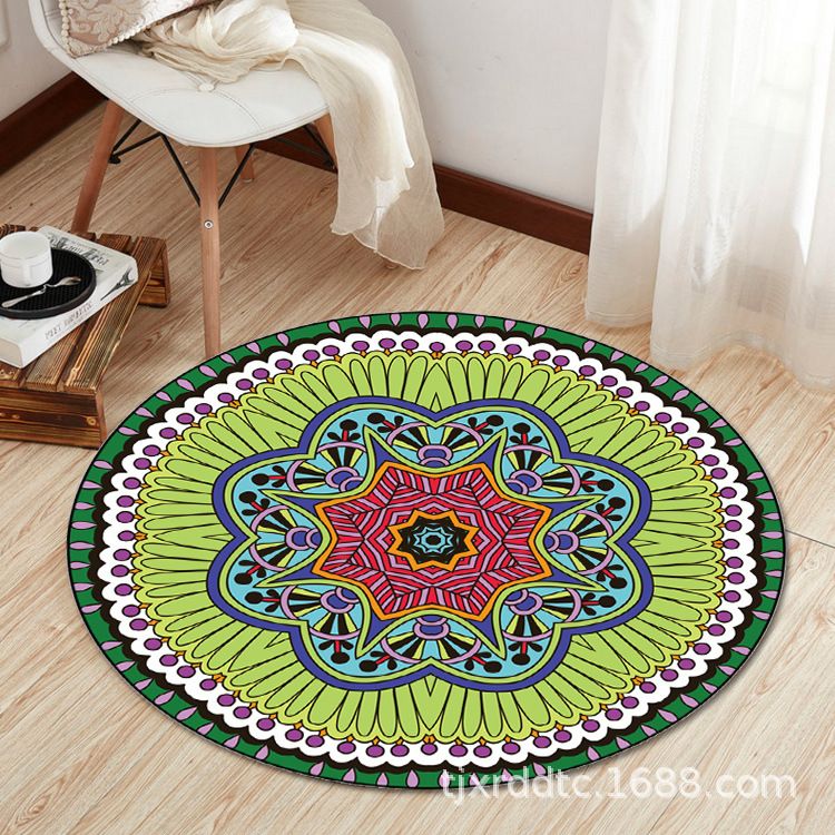Boho Living Room Rug Multi-Color Flower Print Carpet Synthetics Stain Resistant Non-Slip Pet Friendly Area Rug