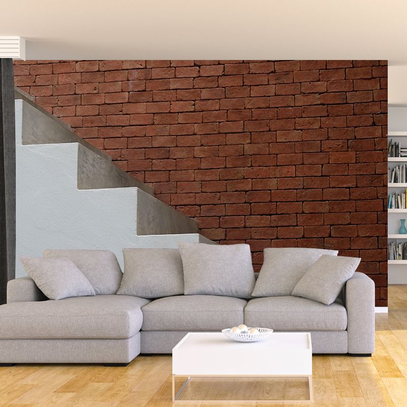 Industrial Style Wallpaper Murals with Brick Wall Pattern Stain Resistant Wall Covering