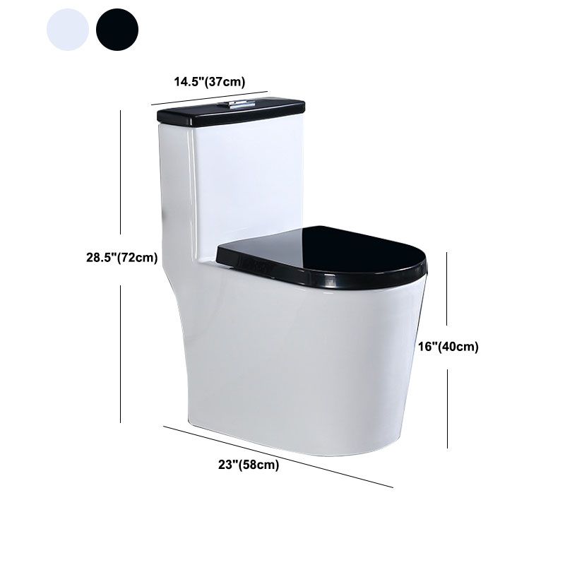 Floor Mount Toilet Black and White Toilet with Siphon Jet Water-saving Function