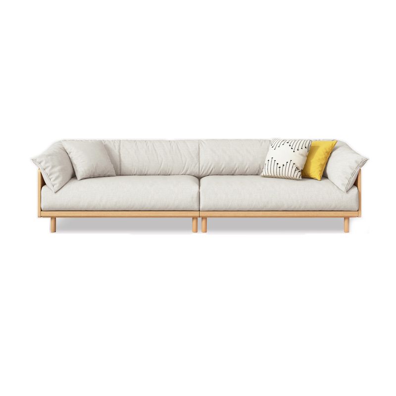 Scandinavian Tuxedo Arm Settee Cotton Blend Standard Sofa with Wooden Legs