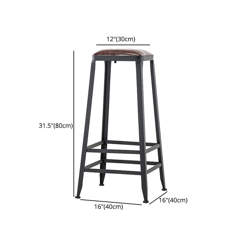 Asiento de cuero cuadrado de estilo industrial con patas de metal Taburete para barra de cocina