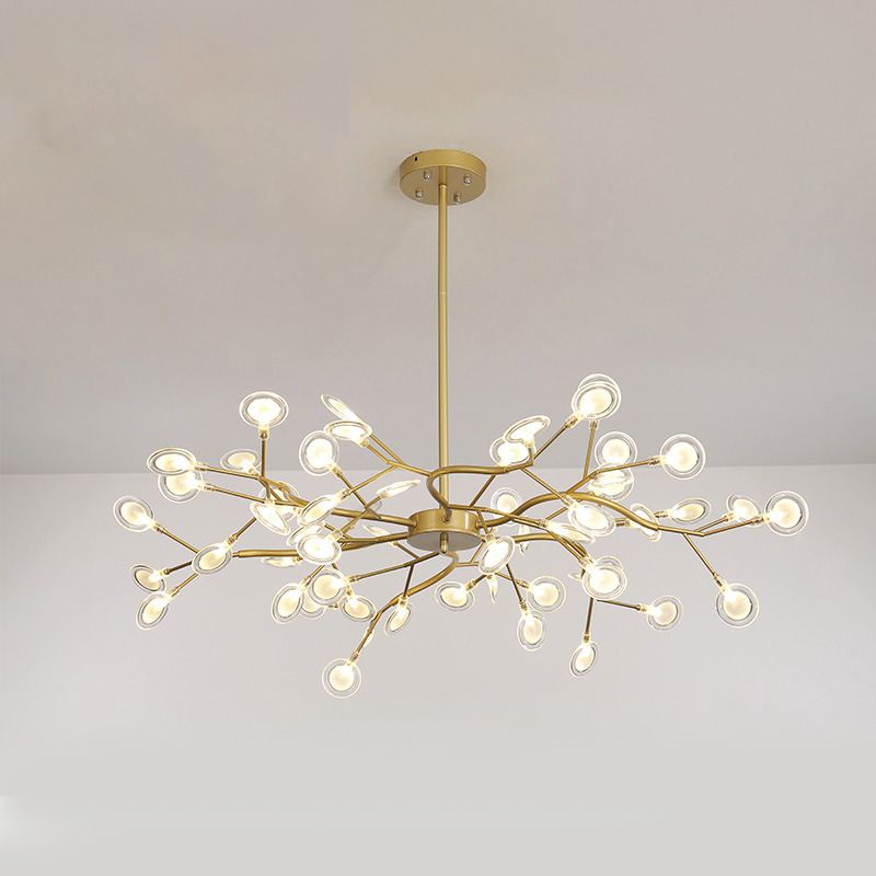 Modern Branch-Like Wireframe Chandelier Metal Living Room LED Hanging Light Fixture