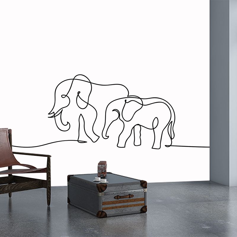 Illustration Lineart Mural Moisture Resistant for Living Room Wall Decor