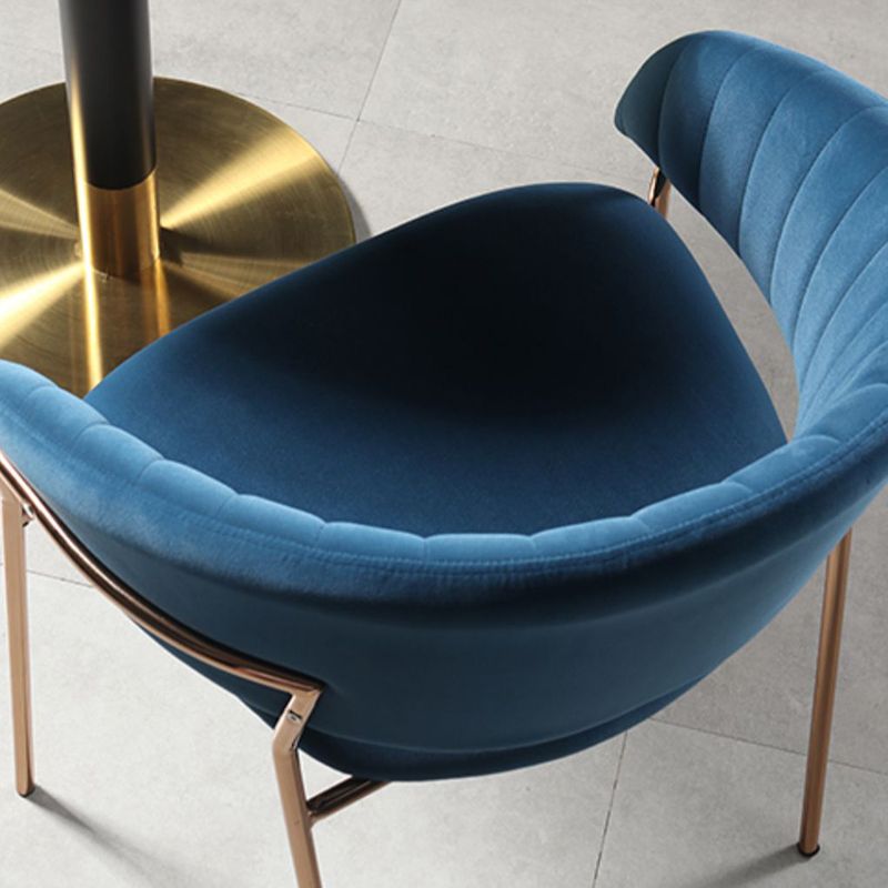 Glam Home Kitchen Dining Chair Velvet Upholstered Open Back Arm Chair