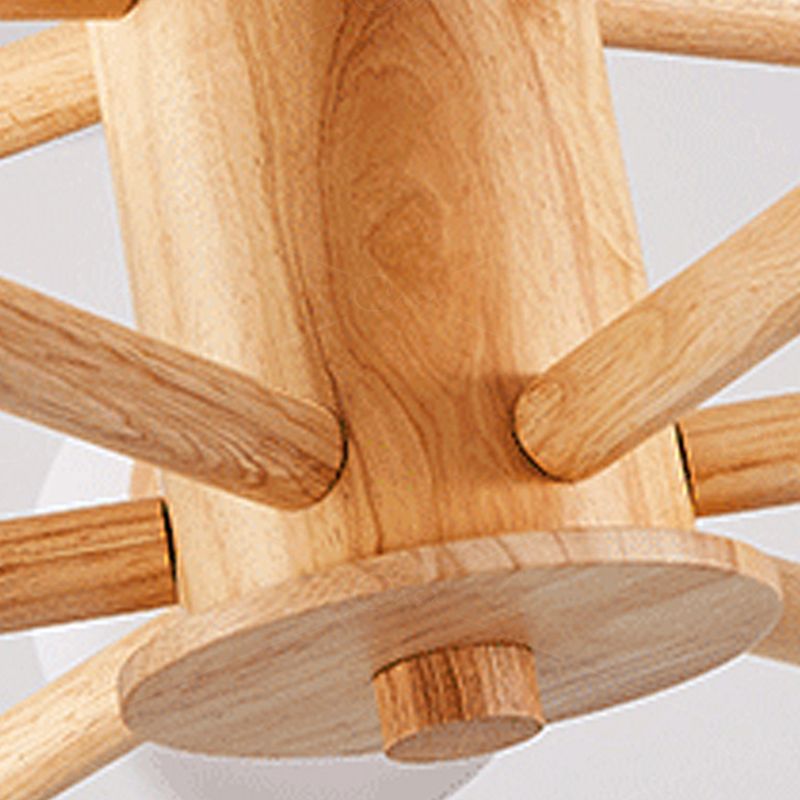 Modern Wood Chandelier Light Fixtures Multi-Head Hanging Pendant Lights with Globe Glass Shade