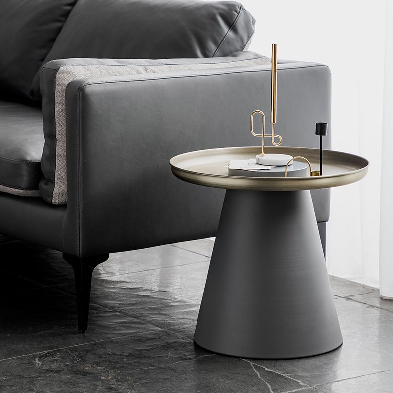 Mid-Century Pedestal End Table Round Metal Side Table for Living Room