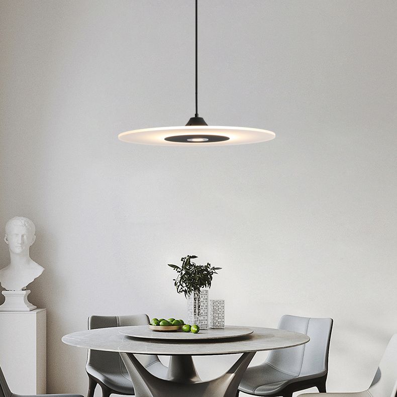 Modern Artistic LED Hanging Lamp Wrought Iron Circular Pendant Light with Acrylic Shade