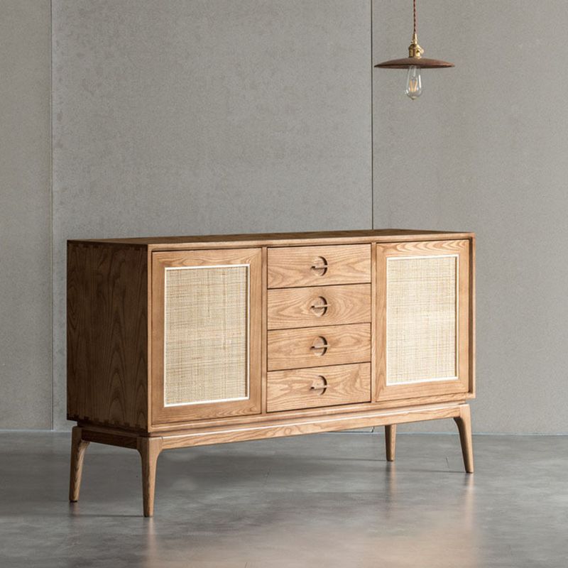 Modern Cabinet Solid Wood With Doors 4 - Drawer Rectangle Accent Cabinet