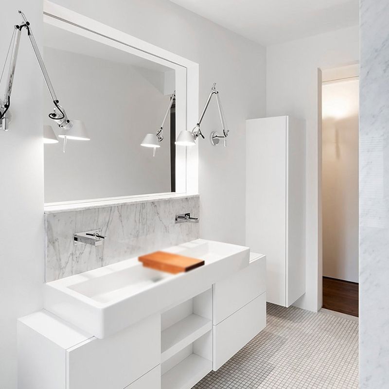 Modern Wall Sconce Linear Shape Vanity Lamp with Metal Shade in Silver for Bathroom