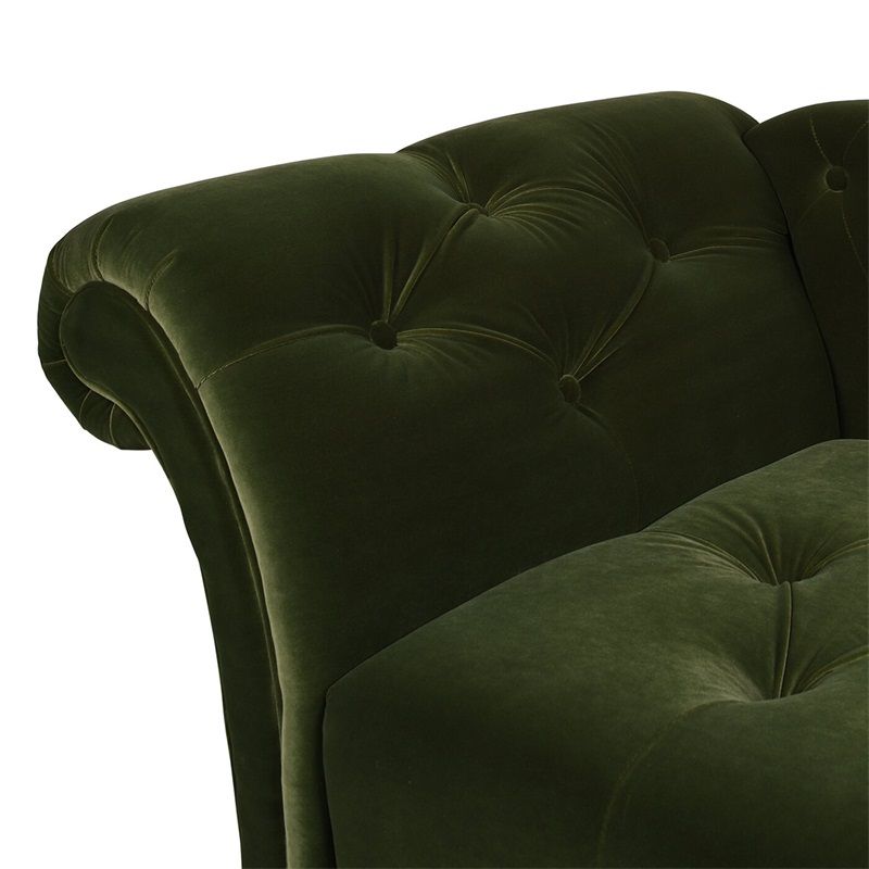 Velvet Rolled Arms Chaise Luxury Solid Wood Chaise for Living Room