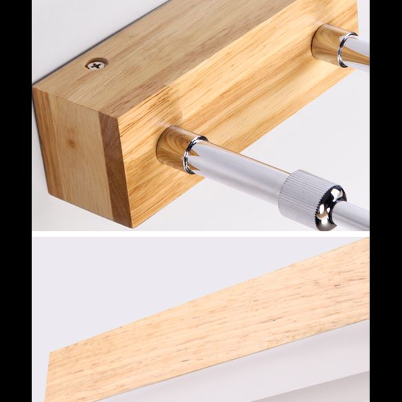 Nordic Minimalist Style Rectangular Vanity Lamp Solid Wood Single Vanity Light