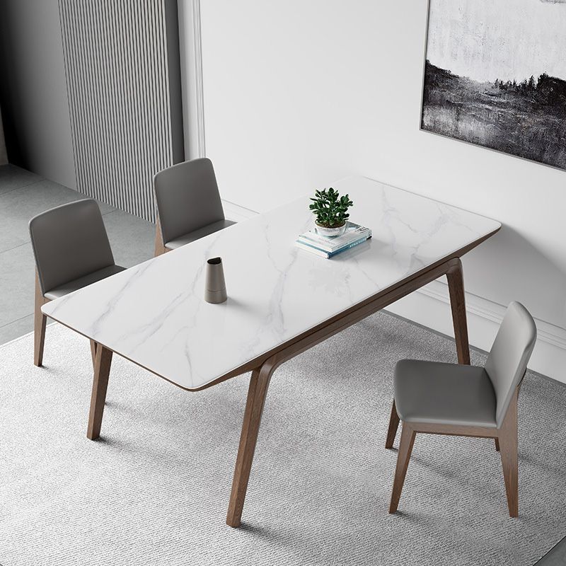 Modern Stone Rectangle Dining Table 4 Legs Table for Kitchen