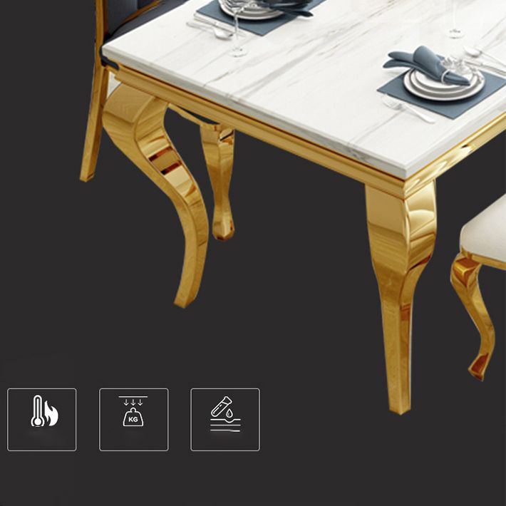 Traditional Luxury Dining Table Rectangle Metal Gold Tripod Dining Table