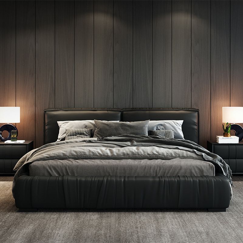 Contemporary Solid Wood with Headboard Rectangular Panel Bed Frame