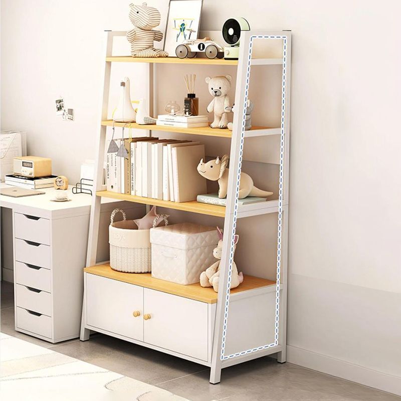 Engineered Wood Bookcase Ladder Contemporary Bookshelf with Shelves