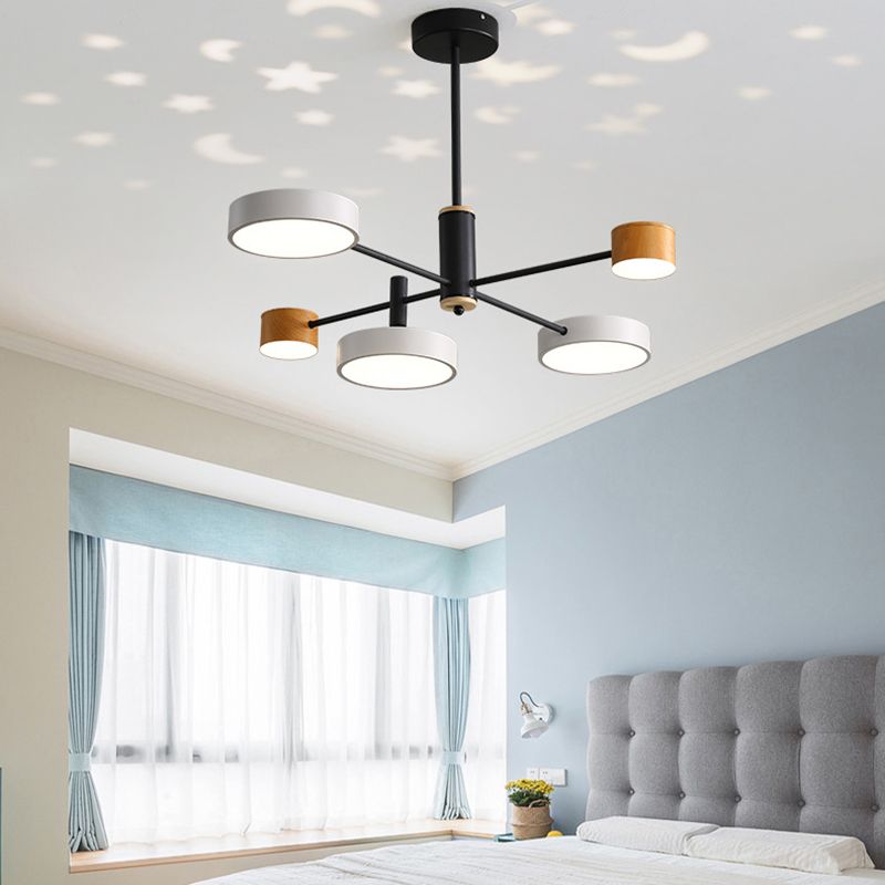 Multi Lights Round Pendant Chandelier Modern Style Metal Hanging Lamps