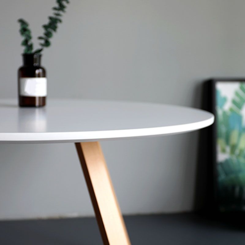 Nordic Style Round Solid Wood Table with Wooden Crossed Base Side Table