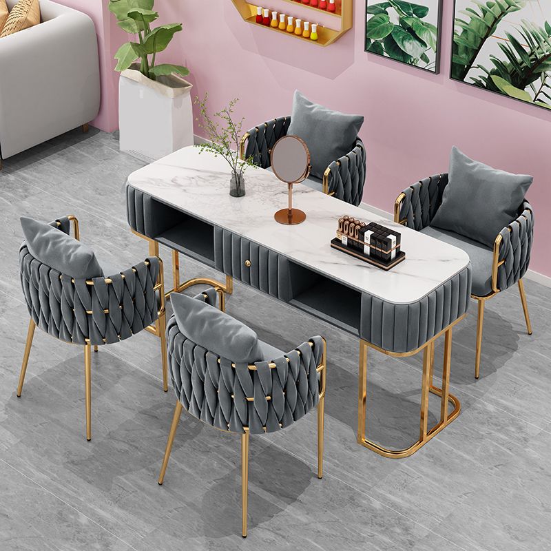 Chaises à dossier en baril rembourrées de style Glam, chaises de salle à manger en tissu de lin pour usage domestique