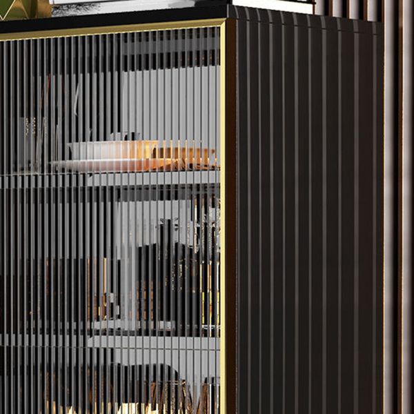 Glam Style Credenza Wood Glass Doors Buffet Credenza with Cabinets