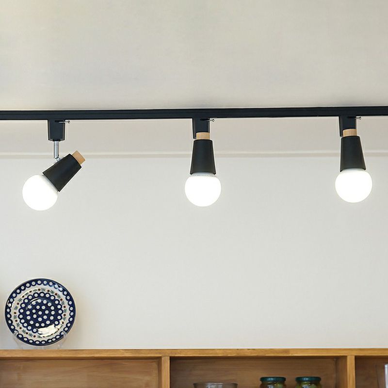 Nordic Conical Semi Flush Mounted Track Light Metal Living Room Ceiling Light Fixture