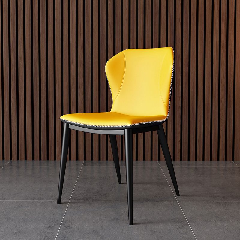 Contemporary Faux Leather Dining Chair Wingback Side Chair in Matte Finish