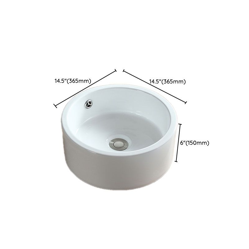 White Bathroom Sink Vessel Porcelain Bathroom Sink (Not Including Faucet)